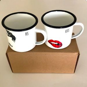 His and Hers enamel mugs